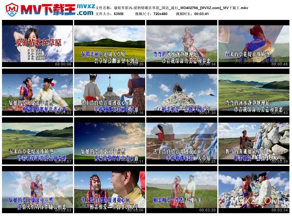 最炫草原风-爱的情歌在草原_国语_流行_MD402766